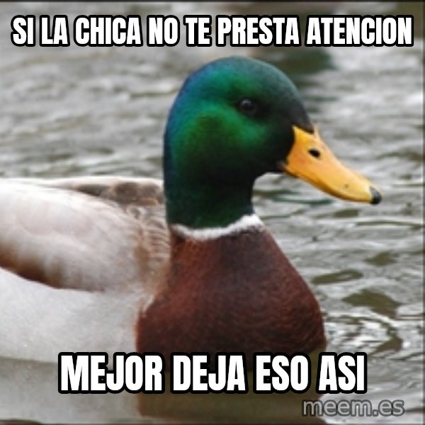 Actual Advice Mallard 1 meme: Si la chica no te presta atencion / Mejor deja eso asi