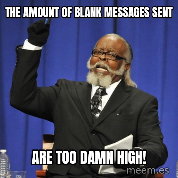Rent Is Too Damn High meme: The Amount of Blank Messages Sent / Are too damn high!