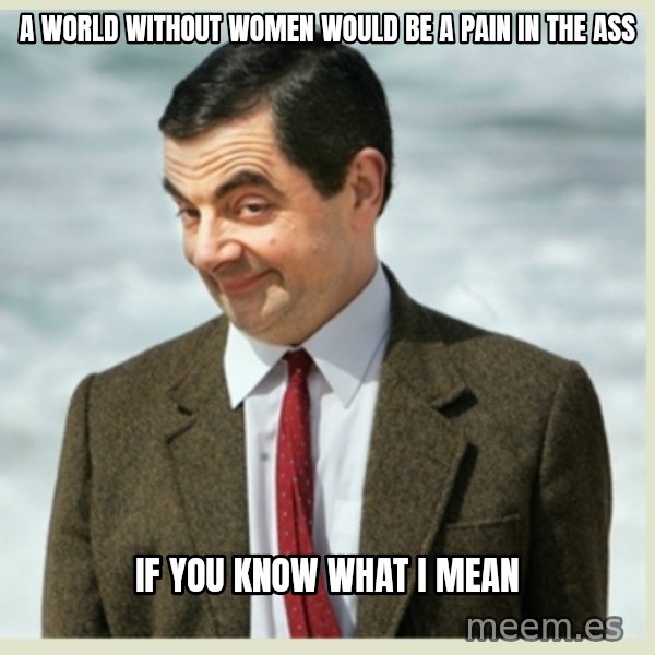 MR bean meme: A world without women would be a pain in the ass / If you know what I mean