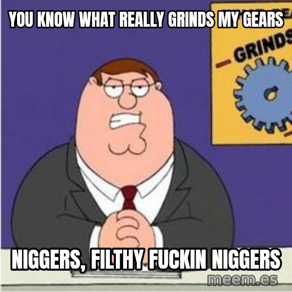 Grinds My Gears Peter Griffin meme: you know what really grinds my gears / Niggers, Filthy fuckin niggers