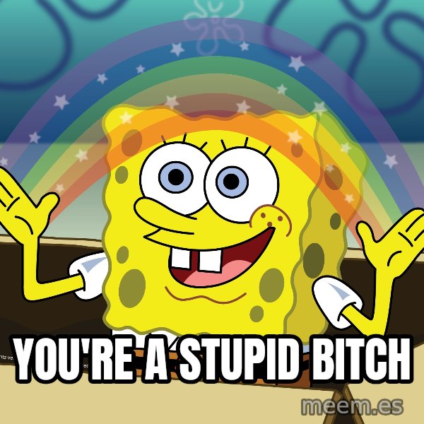 spongebob rainbow meme: you're a stupid bitch