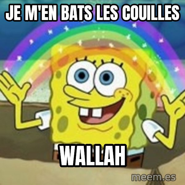 Spongebob meme: Je m'en bats les couilles / Wallah