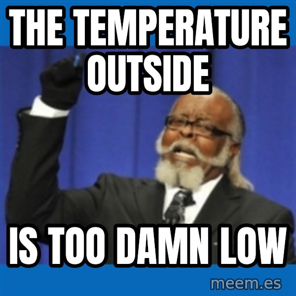 Rent Is Too Damn High meme: the temperature outside / is too damn low
