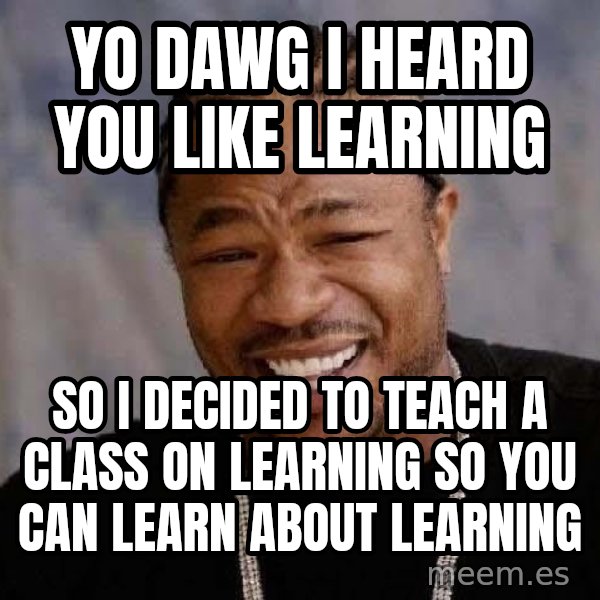 Yo Dawg meme: yo dawg i heard you like learning / so i decided to teach a class on learning so you can learn about learning