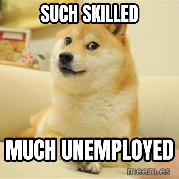 so doge meme: such skilled / much unemployed