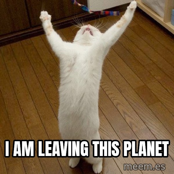 praise the lord cat meme: I am leaving this planet