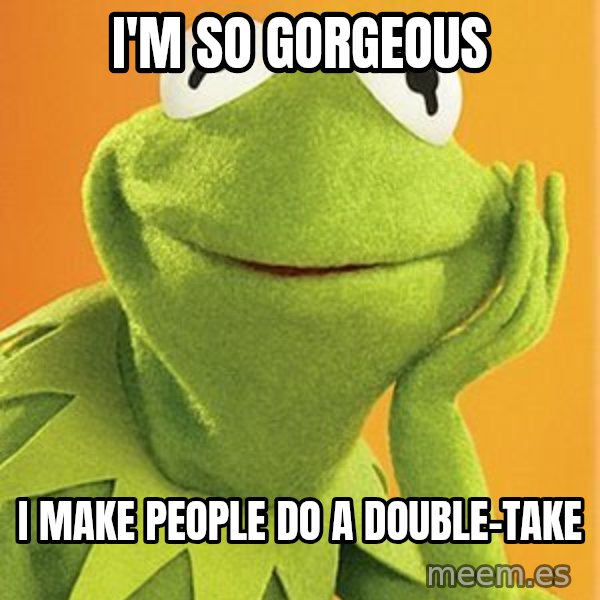 Kermit the frog meme: I'm so gorgeous / I make people do a double-take