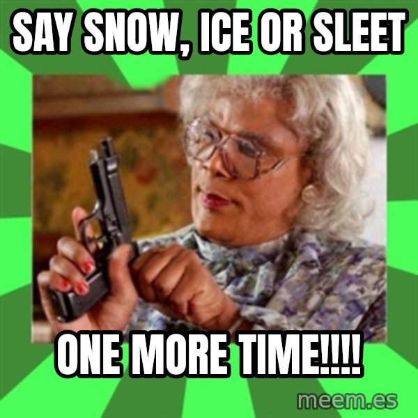 Madea meme: SAY SNOW, ICE OR SLEET / ONE MORE TIME!!!!