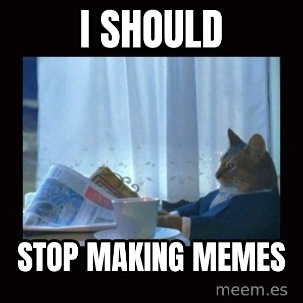 i should buy a boat cat meme: I should / stop making memes