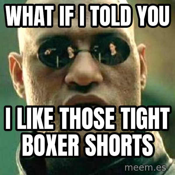 What if I told you / Matrix Morpheus meme: What if i told you / I like those tight boxer shorts