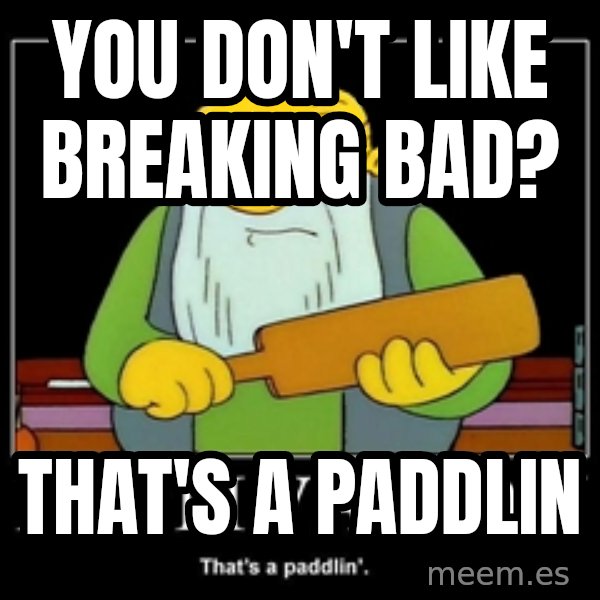 Thats a paddlin meme: you don't like breaking bad? / that's a paddlin