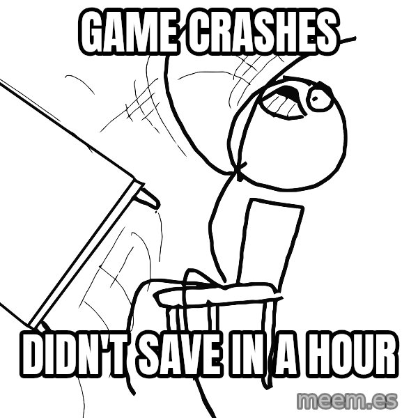 Desk Flip Rage Guy meme: game crashes / didn't save in a hour