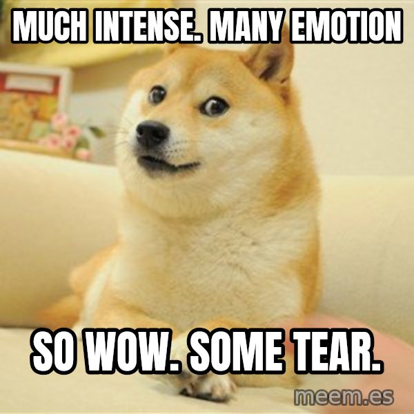 so doge meme: much intense. many emotion / so wow. some tear.