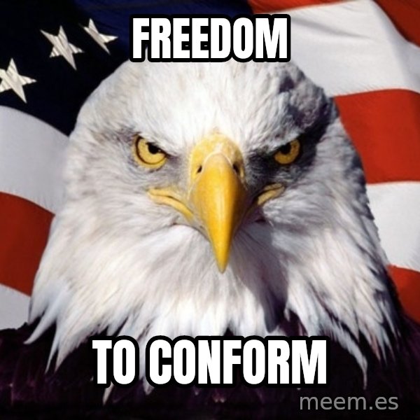 American Pride Eagle meme: freedom / to conform
