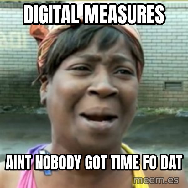 Ain't Nobody got time fo that meme: Digital Measures / aint nobody got time fo dat