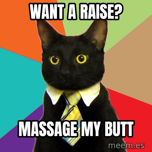 Business Cat meme: Want a raise? / massage my butt
