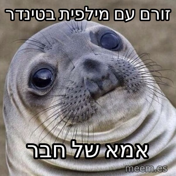 Awkward Seal meme: זורם עם מילפית בטינדר / אמא של חבר
