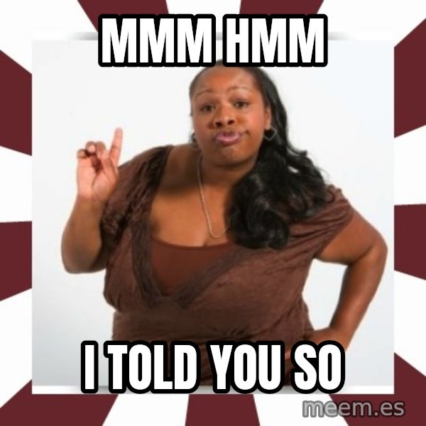 Sassy Black Woman meme: MMm hmm / i told you so