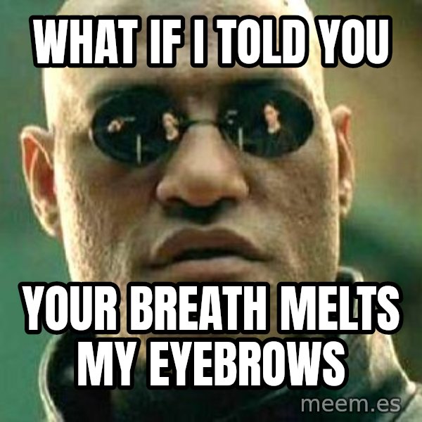 What if I told you / Matrix Morpheus meme: What if i told you / Your breath melts my eyebrows