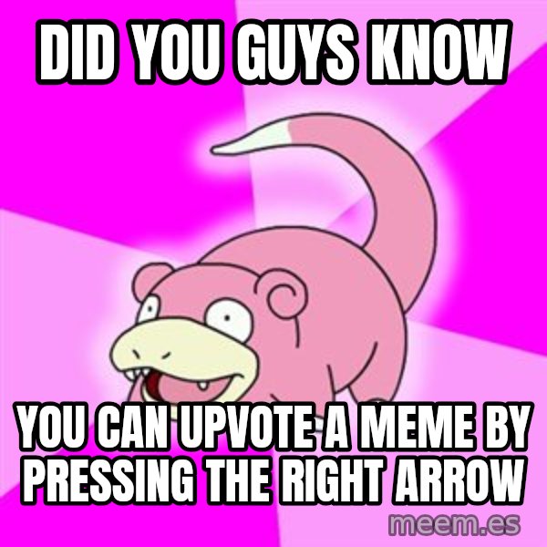 Slowpoke meme: did you guys know / you can upvote a meme by pressing the right arrow
