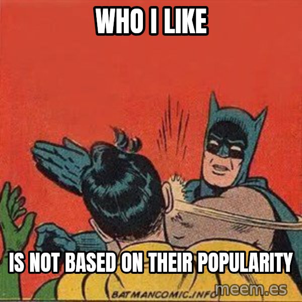 batman slap robin meme: who i like / is not based on their popularity