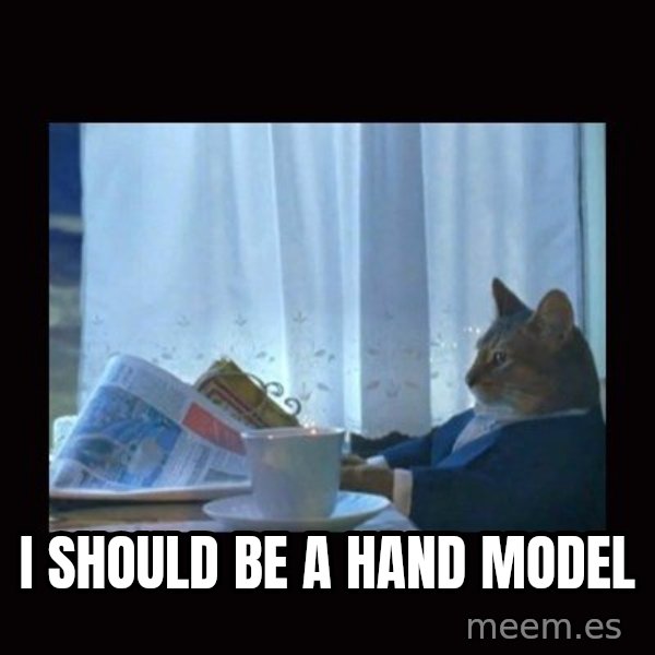 i should buy a boat cat meme: I should be a hand model