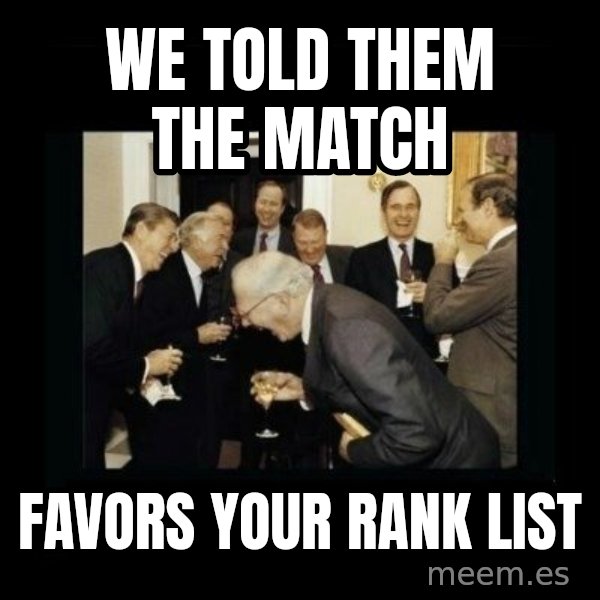 Rich Men Laughing meme: We told them the match / favors your rank list