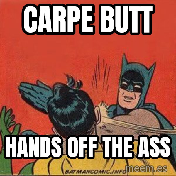 batman slap robin meme: Carpe butt / hands off the ass