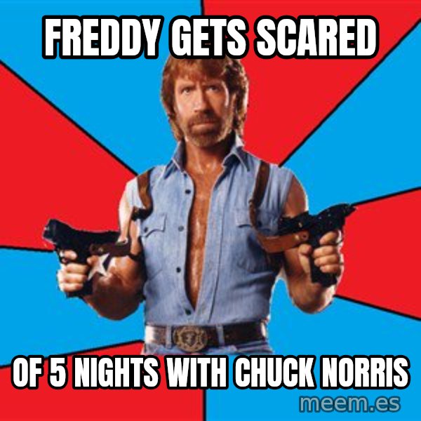 Chuck Norris  meme: freddy gets scared / of 5 nights with chuck norris