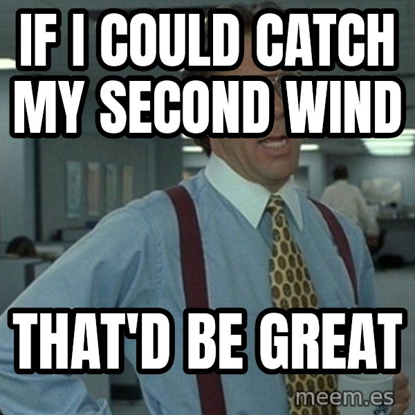 Yeah that'd be great... meme: if i could catch my second wind / that'd be great