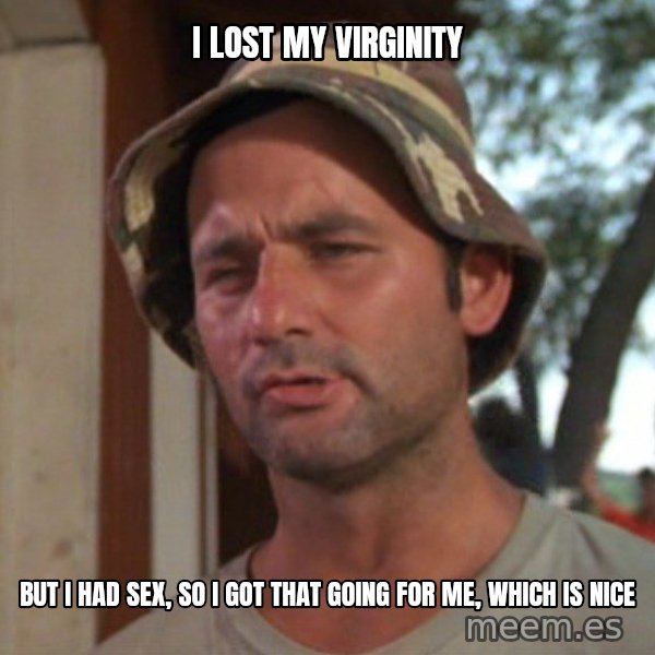 So I got that going on for me, which is nice meme: i lost my virginity / but i had sex, so I got that going for me, which is nice