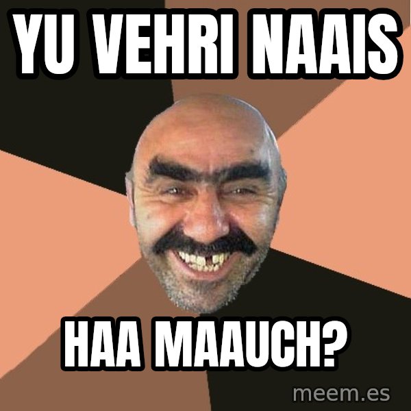 Provincial Man meme: YU   VEHRI NAAIs / HAA  MAAUCH?