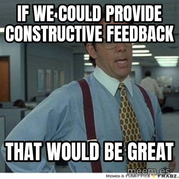 That would be great meme: If we could provide constructive feedback / that would be great