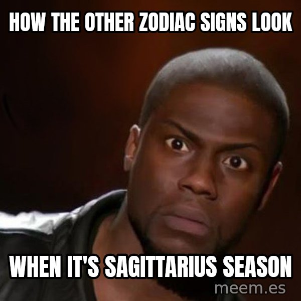 kevin hart nigga meme: How the other zodiac signs look / when it's SAGITTARIUS SEASON