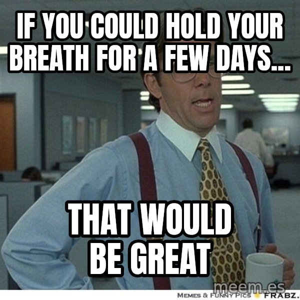 Yeah If You Could Just meme: if you could hold your breath for a few days... / that would be great