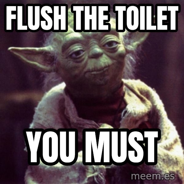 Yoda meme: Flush the toilet / you must
