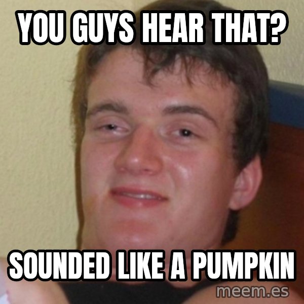 Stoner Stanley meme: you guys hear that? / sounded like a pumpkin