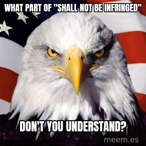 American Pride Eagle meme: What part of "Shall not be infringed" / don't you understand?