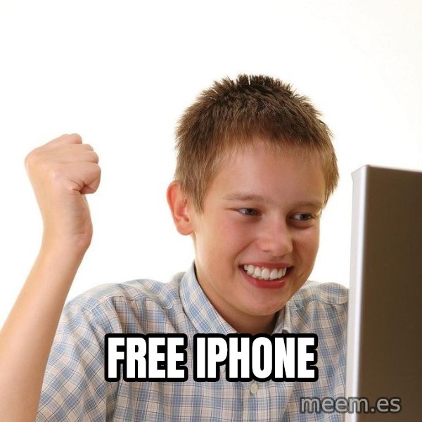 First Day on the internet kid meme: free iphone