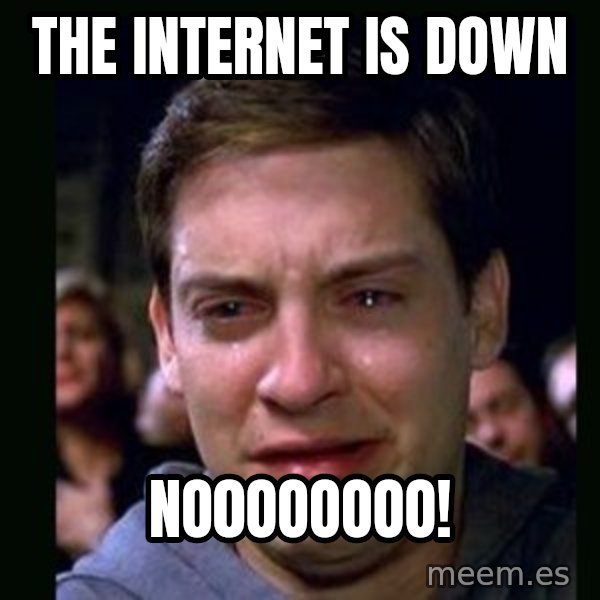 crying peter parker meme: the internet is down / NO0oooooo!
