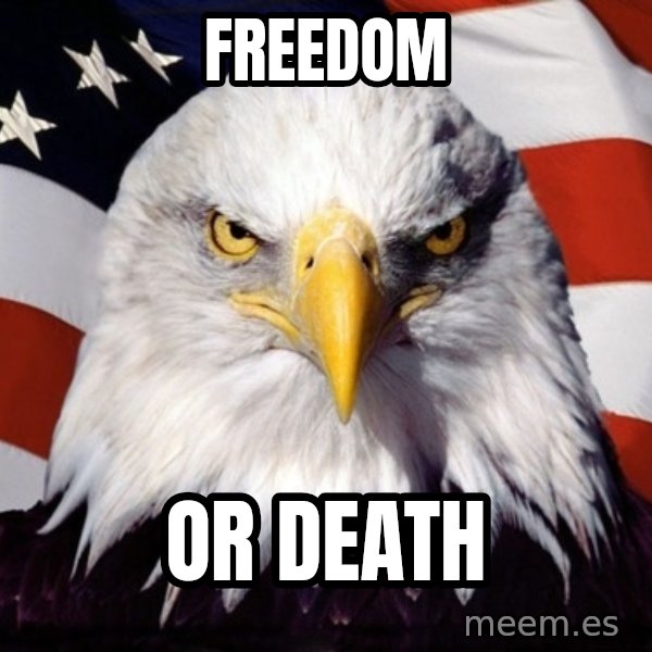 American Pride Eagle meme: freedom / or death