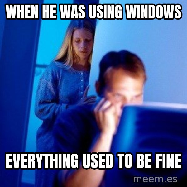 Internet Husband meme: when he was using windows / everything used to be fine
