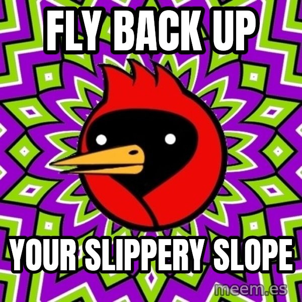 Omsk Crow meme: FLY BACK UP / YOUR SLIPPERY SLOPE