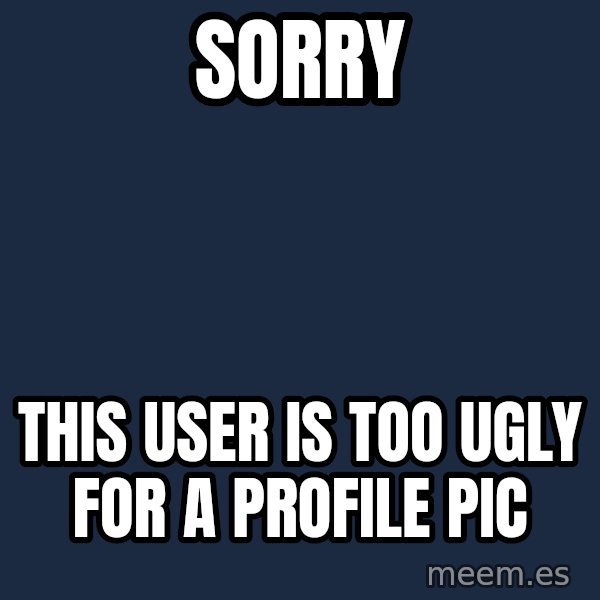 Blank Black meme: SORRY / This user is too ugly for a profile pic