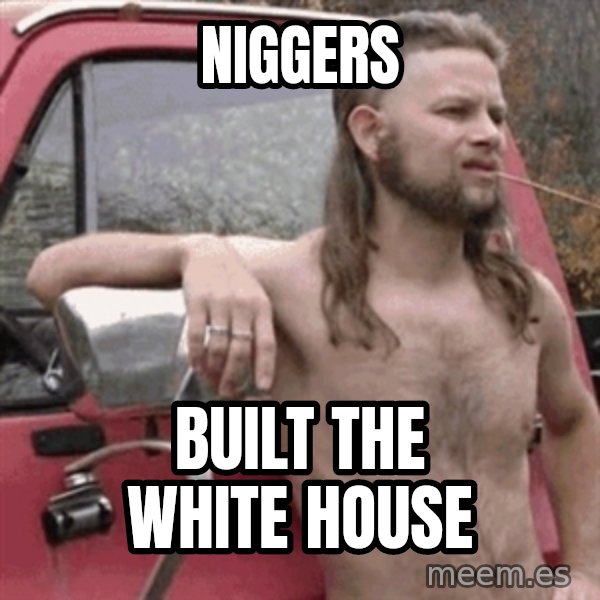 Almost Politically Correct Redneck meme: niggers / built the white house