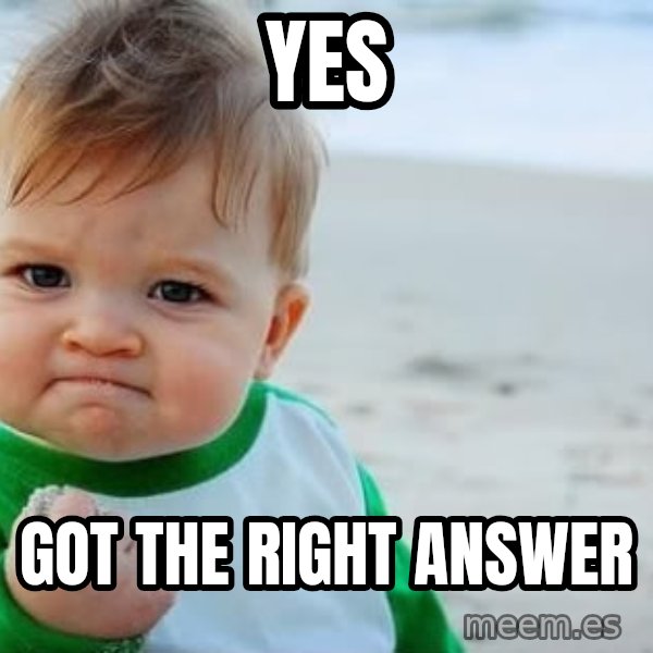 Success Kid meme: YES / GOT the right answer