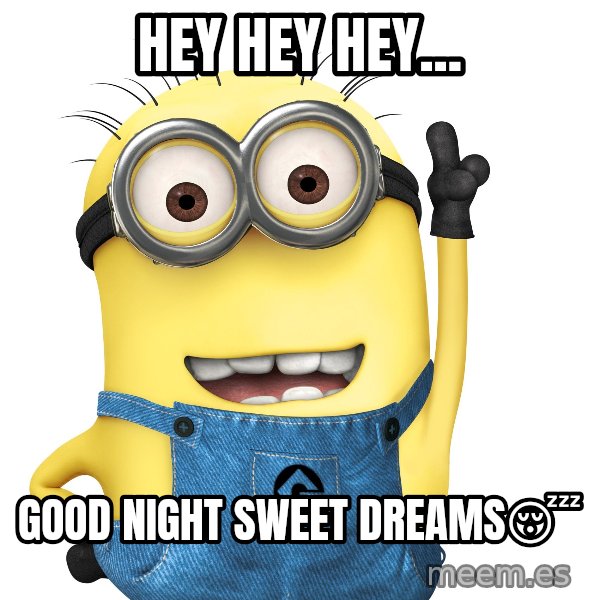 Despicable Me Minion meme: hey hey hey... / Good Night sweet dreams😴