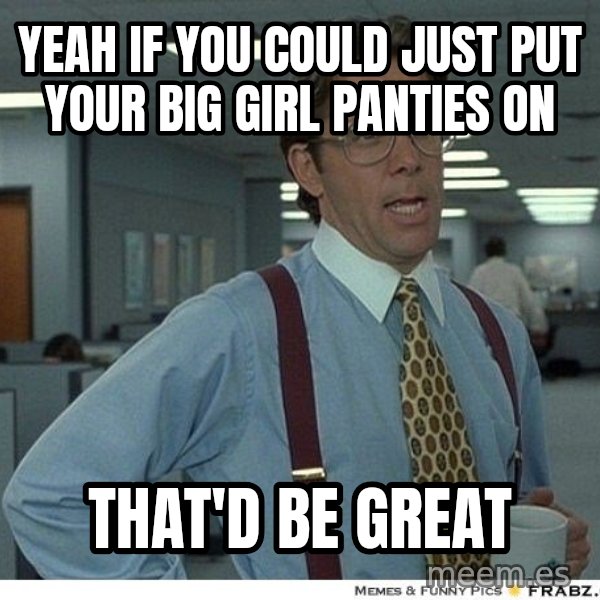 Yeah If You Could Just meme: YEAH IF YOU COULD JUST PUT YOUR BIG GIRL PANTIES ON / THAT'D BE GREAT