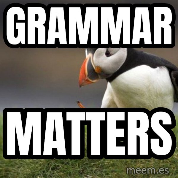 Unpopular Opinion Puffin meme: Grammar / Matters
