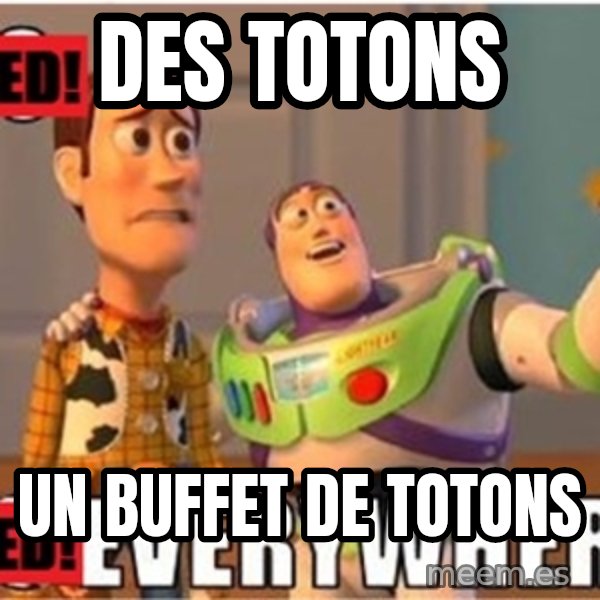 X, X Everywhere  meme: Des Totons / Un buffet de totons